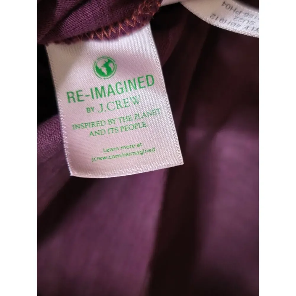 J Crew Organic Slub Cropped Short sleeve T-shirt Basic Scoop Neck Tee - Plum XL